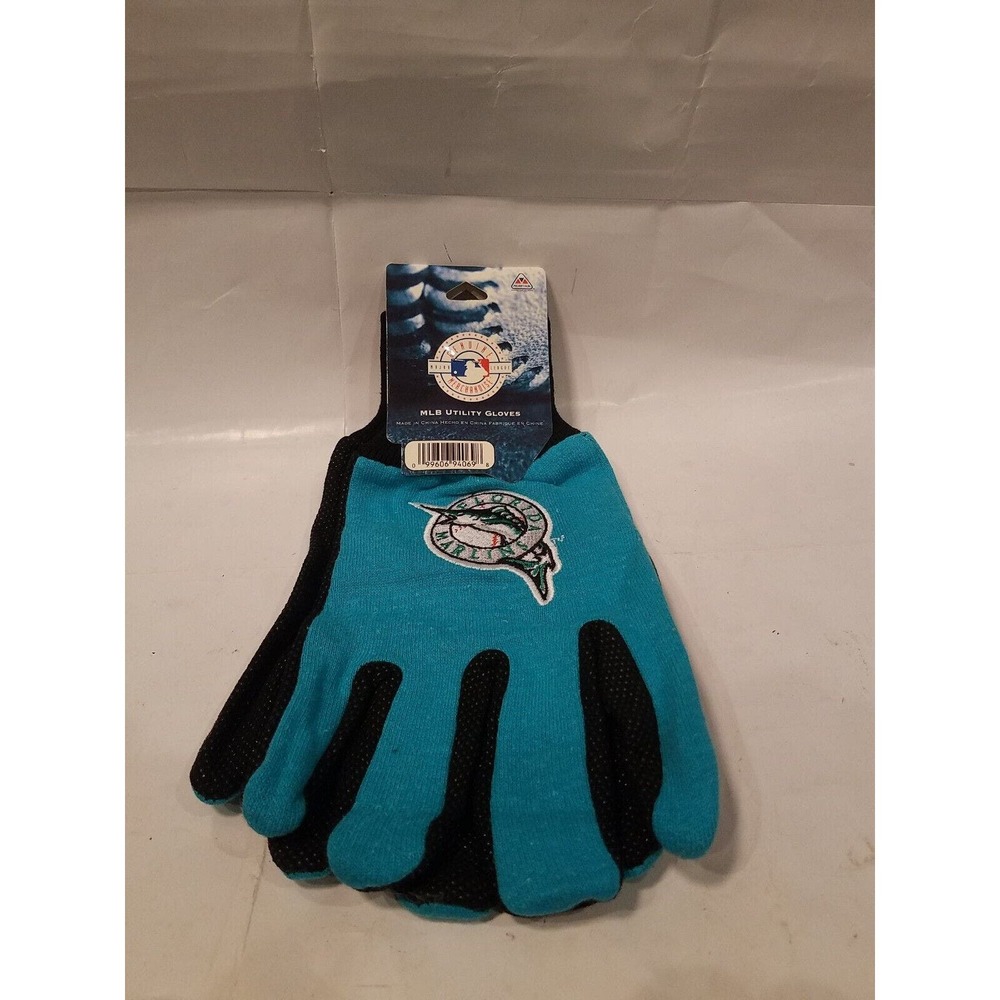 Florida Marlins Utility Gloves Adult Non Slip Work MLB Baseball teal 1 PAIR